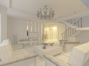 deluxe modern living room 1831 Modello 3D