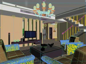 deluxe modern living room 1831 3D Model
