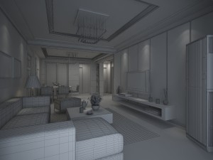 deluxe modern living room 1833 Modello 3D