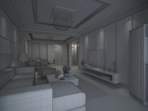 deluxe modern living room 1833 3D Model