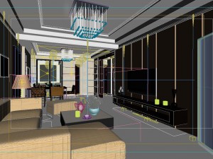 deluxe modern living room 1833 Modello 3D