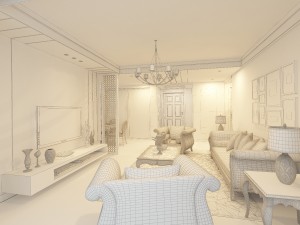 deluxe modern living room 1835 3D Model