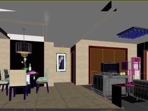 deluxe modern living room 1836 Model 3D