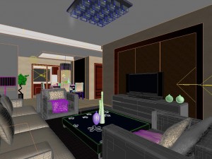 deluxe modern living room 1836 Model 3D
