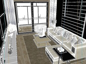deluxe modern living room 1841 3D Model