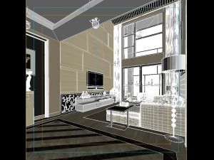 deluxe modern living room 1841 3D Model