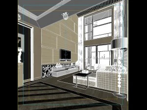 deluxe modern living room 1841 3D Model