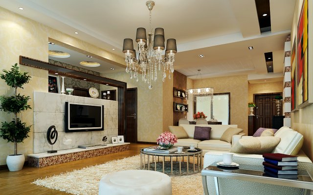 deluxe modern living room 1844 3D मॉडल .c4d .max .obj .3ds .fbx .stl .blend 