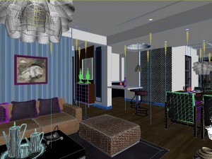 deluxe modern living room 1845 3D Model