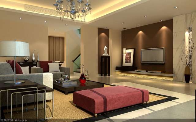 the luxurious modern living room 1848 Modelo 3D .c4d .max .obj .3ds .fbx .stl .blend 