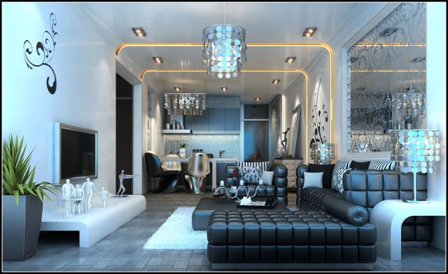 deluxe modern living room 1849 3D Model .c4d .max .obj .3ds .fbx .stl .blend 