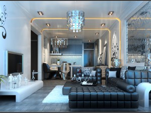 deluxe modern living room 1849 3D Model