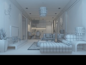 deluxe modern living room 1849 Model 3D