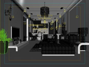 deluxe modern living room 1849 Model 3D