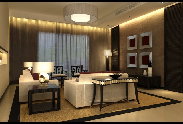 the luxurious modern living room is 1850 3D मॉडल .c4d .max .obj .3ds .fbx .stl .blend 