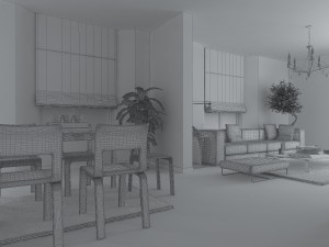 deluxe modern living room 1852 Model 3D