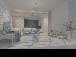 deluxe modern living room 1855 3D Model