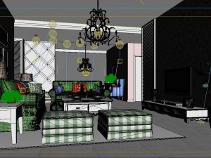 deluxe modern living room 1855 3D Модель