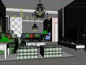 deluxe modern living room 1855 3D Model