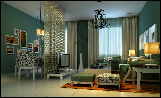 deluxe modern living room 1856 3D 모델 .c4d .max .obj .3ds .fbx .stl .blend 