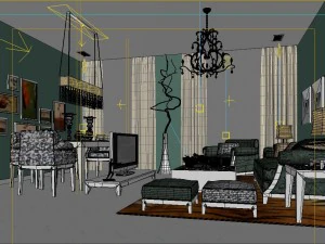 deluxe modern living room 1856 3D Model