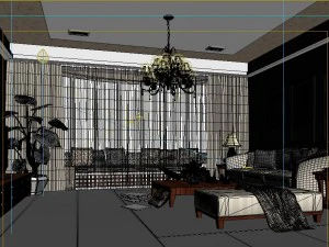 deluxe modern living room 1857 3D Model