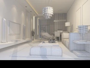 deluxe modern living room 1858 3D Model