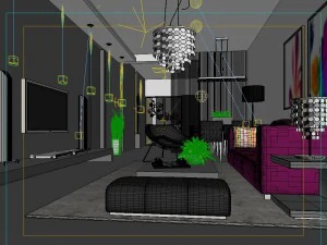 deluxe modern living room 1858 3D Model