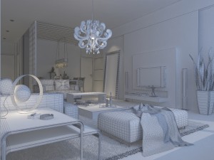 deluxe modern living room 1859 Model 3D
