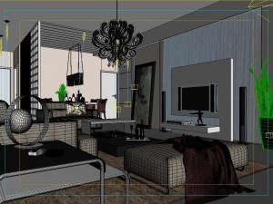 deluxe modern living room 1859 Model 3D