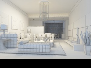 the luxurious modern living room is 1860 Modèle 3D