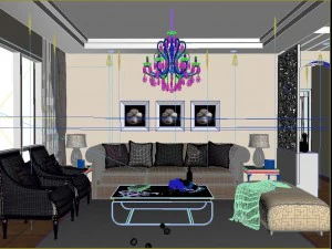 deluxe modern living room 1864 3D Model