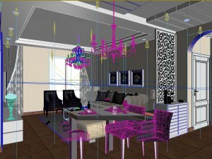 deluxe modern living room 1864 3D Model