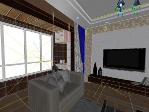 the luxurious modern living room is 1865 Modello 3D