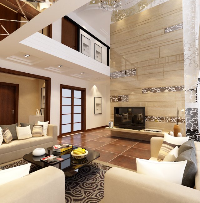 deluxe modern living room 1866 3D 모델 .c4d .max .obj .3ds .fbx .stl .blend
