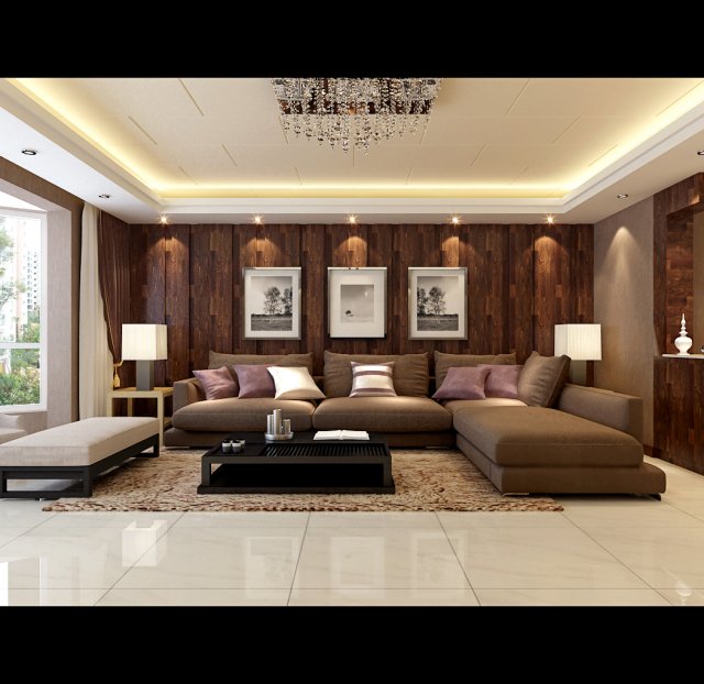 the luxurious modern living room is 1867 3D Модель .c4d .max .obj .3ds .fbx .stl .blend 