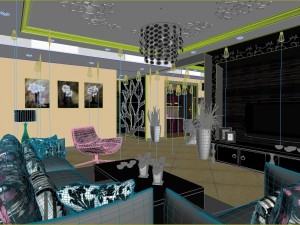 deluxe modern living room 1873 3D Model