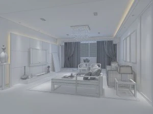 deluxe modern living room 1874 3D Model