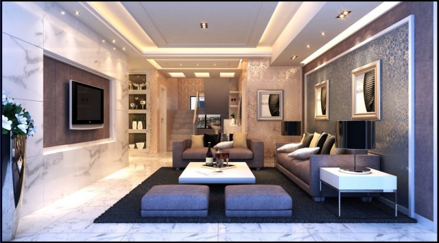 deluxe modern living room 1875 Model 3D .c4d .max .obj .3ds .fbx .stl .blend 