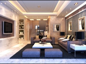deluxe modern living room 1875 3D Model
