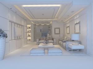 deluxe modern living room 1875 Model 3D