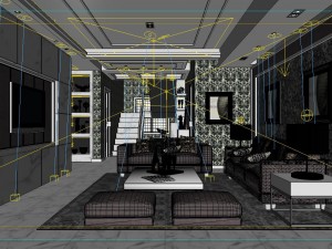 deluxe modern living room 1875 Model 3D