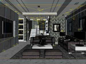 deluxe modern living room 1875 3D Model
