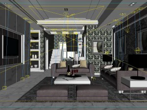 deluxe modern living room 1875 3D Model