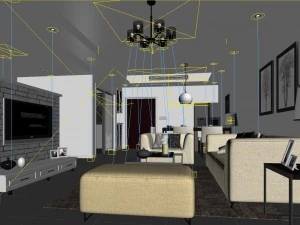 deluxe modern living room 1876 3D Model