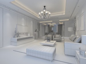deluxe modern living room 1878 3D 모델