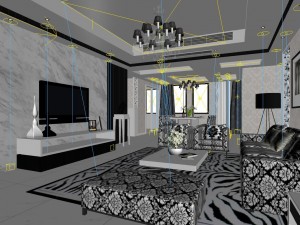 deluxe modern living room 1878 3D 모델