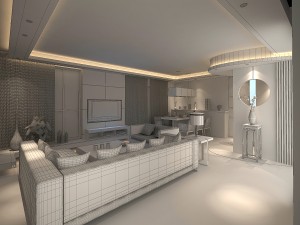 deluxe modern living room 1880 Model 3D