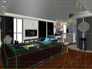 deluxe modern living room 1880 3D Model