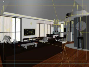 deluxe modern living room 1880 3D Model